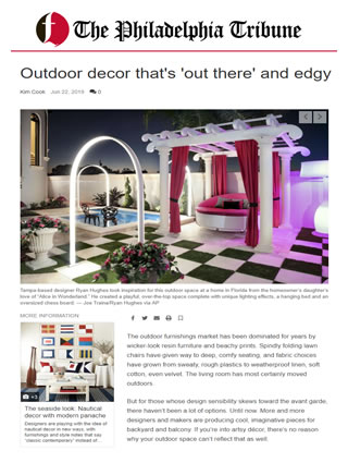 Click here to view Ryan Hughes Design Build feature AP article Outdoor decor that's 'out there' and edgy.